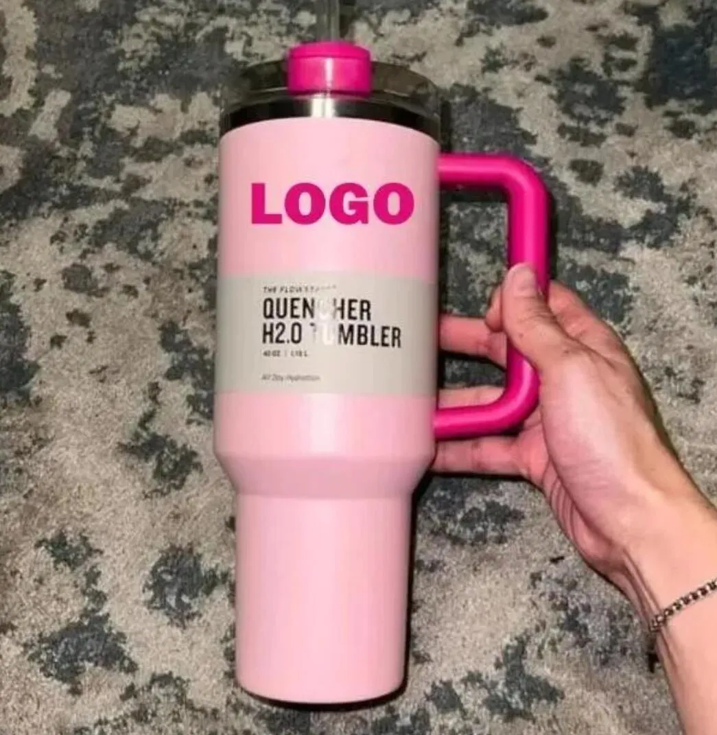 US stock Water Bottles Starbcks Winter Pink With 1:1 LOGO Target Red Tumblers Cosmo Pink Flamingo Mugs H2.0 Replica 40oz Cups With Silicone Lid and Straw Car GG0222