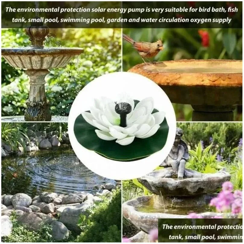 bird bath lotus solar fountain waterscape garden floating water fountain for bird bath fish tank pool garden decoration