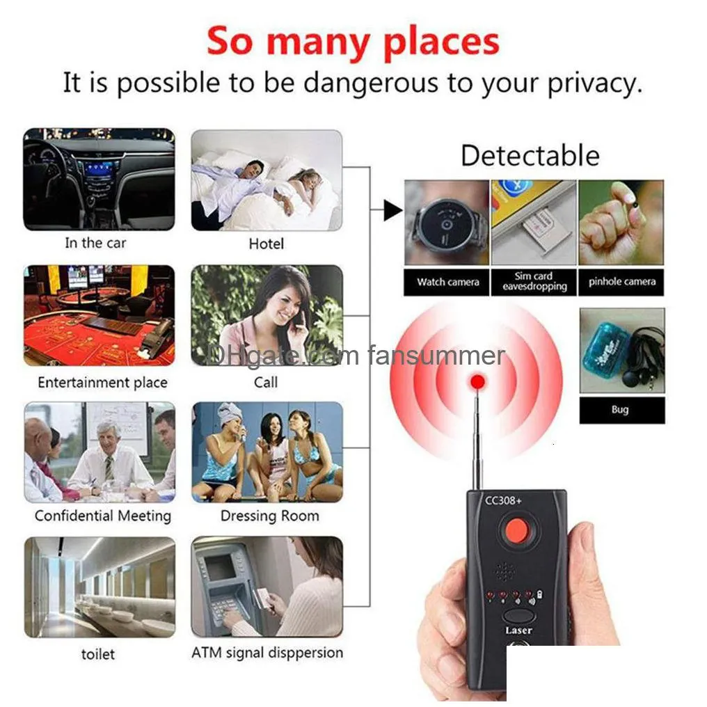 Camera Detector Wireless Signal Mti Function Cc308 Radio Wave Scanner Fl Range Wifi Rf Gsm Device Finder Anti Tracking Tool 230221 Dr Dhkyn