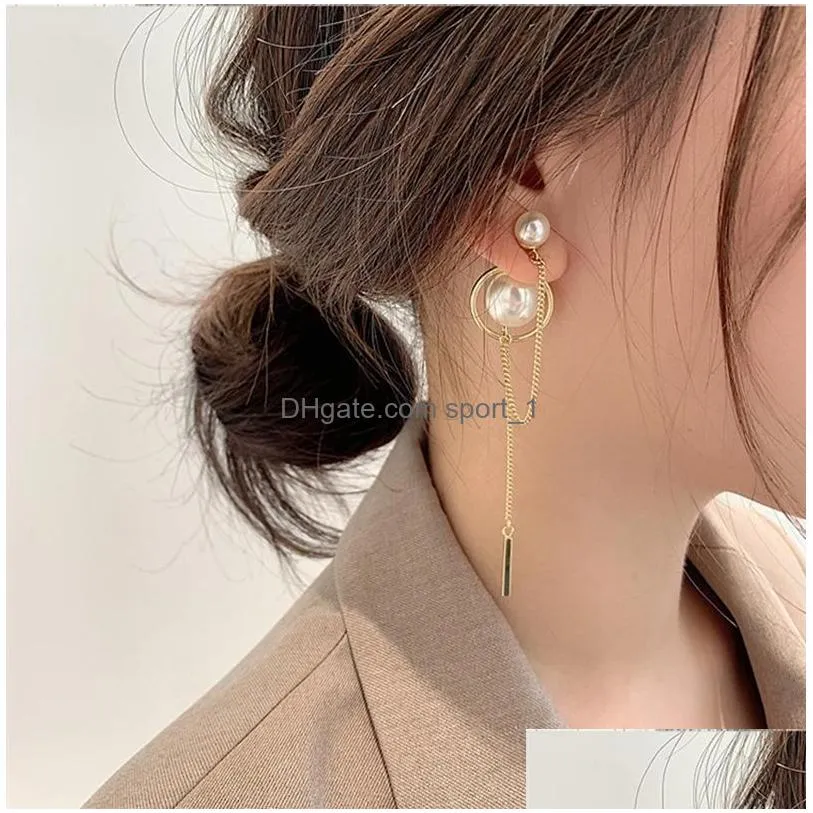 dangle chandelier 1 pair elegant korean fashion pearls earrings for women tassel eardrop party wedding jewelry gift