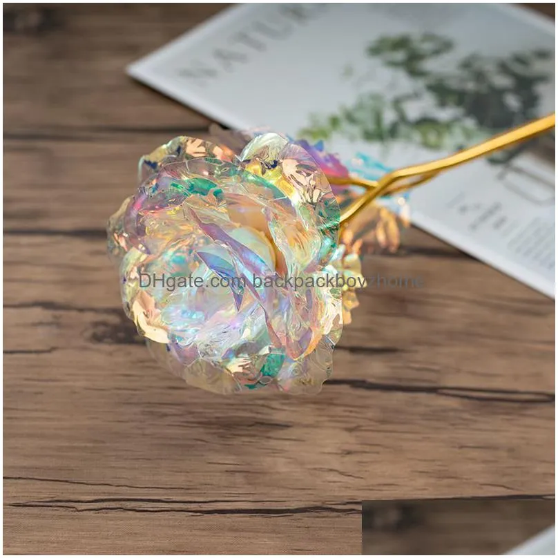 Party Favor 24K Gold Foil Rose Flower Party Favor Led Luminous Everlasting Mother Valentines Day Gift Drop Delivery Home Garden Festiv Dhiut