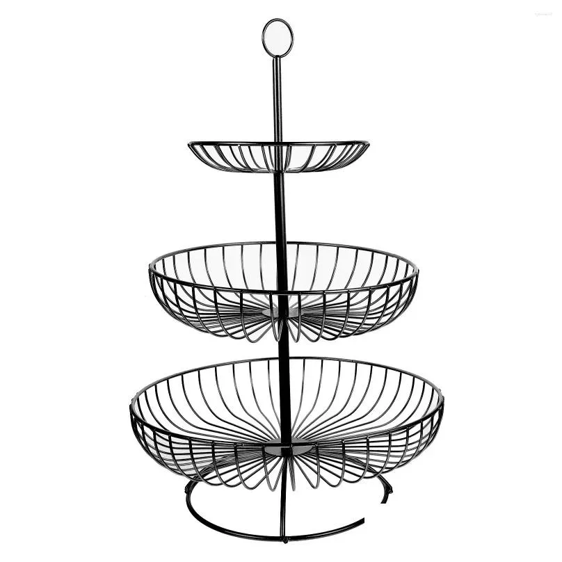 Dinnerware Sets Large 3-tier Fruit Basket For Kitchen Metal Storage Stand Vegetable Iron Wire Rack Bread