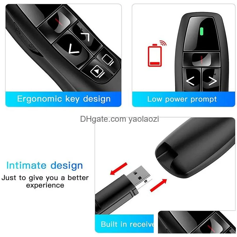 2.4ghz usb wireless presenter red laser pen ppt remote control with handheld pointer for powerpoint presentation