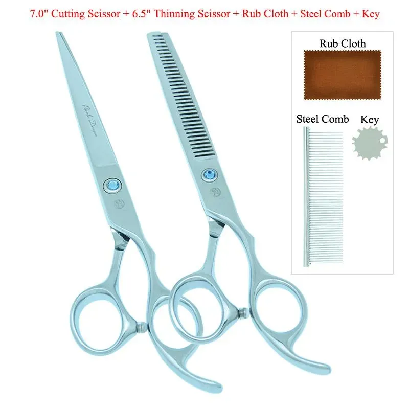 70quot Purple Dragon Dogs Grooming Scissors Japan Steel Pets Straight Curved Cutting Shears Thinning Tijeras Clippers B0013B Ha3036696