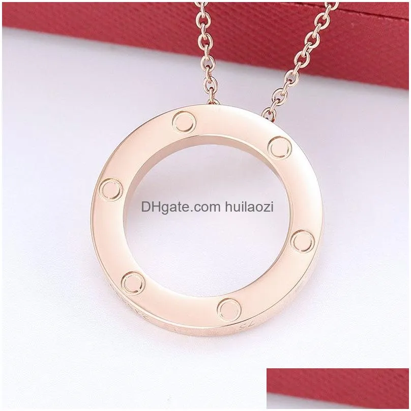 couple screw necklaces women stainless steel couple round circle pendant jewelry on the neck fashion christmas valentine day gifts