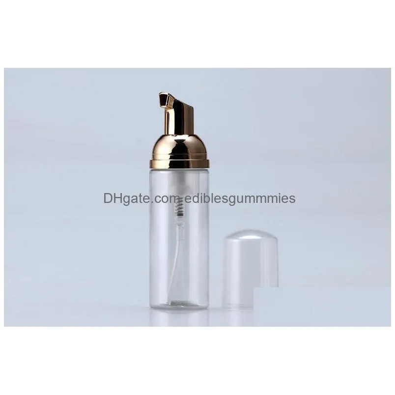 wholesale 50ml plastic foamer bottle pump white liquid soap dispenser est foam bottle with golden foamer