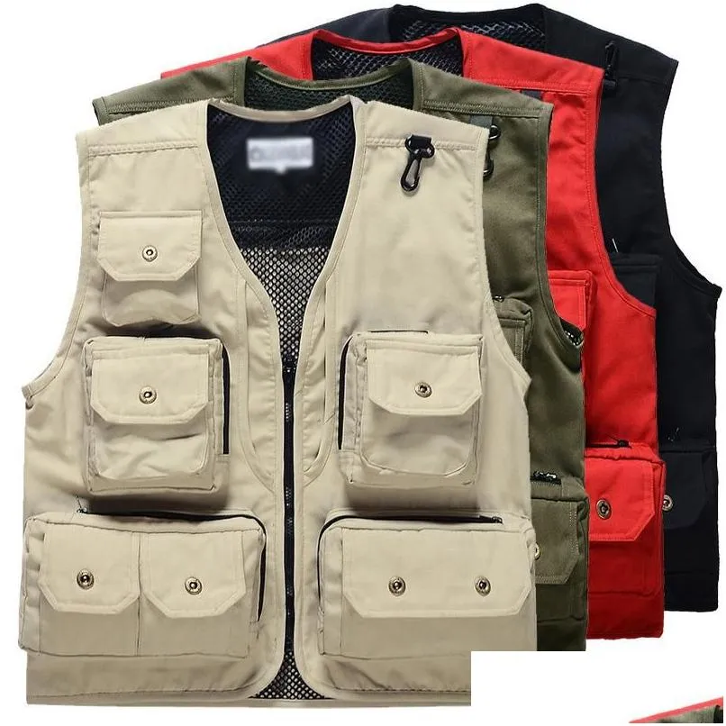 mens vests exquisite outdoor pography vest advertising workwear volunteer multi-pocket safari style with breathable net