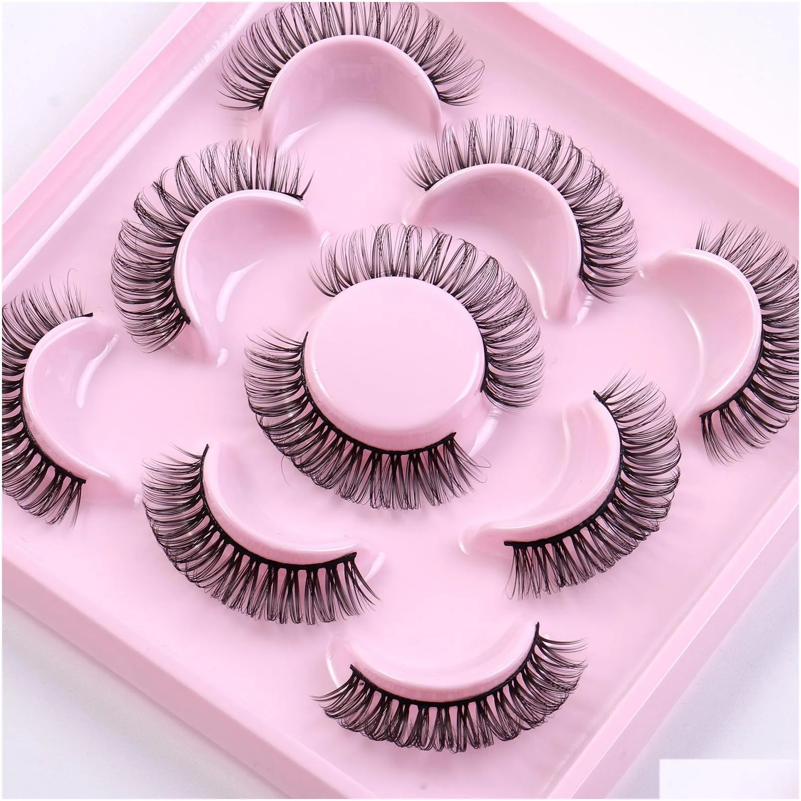 thick curled false eyelashes extensions naturally soft light handmade reusable multilayer 3d mink fake lashes fluffy strip lash