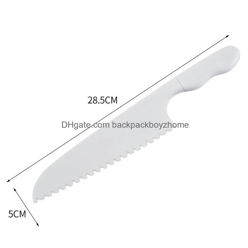 Knives Plastic Kitchen Knifes Child Safe For Knife Lete Salad Serrated Cutter Diy Cake 28.5X5Cm Drop Delivery Home Garden Kitchen, Din Dhopo