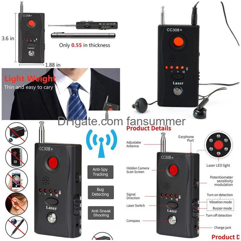 Camera Detector Wireless Signal Mti Function Cc308 Radio Wave Scanner Fl Range Wifi Rf Gsm Device Finder Anti Tracking Tool 230221 Dr Dhkyn