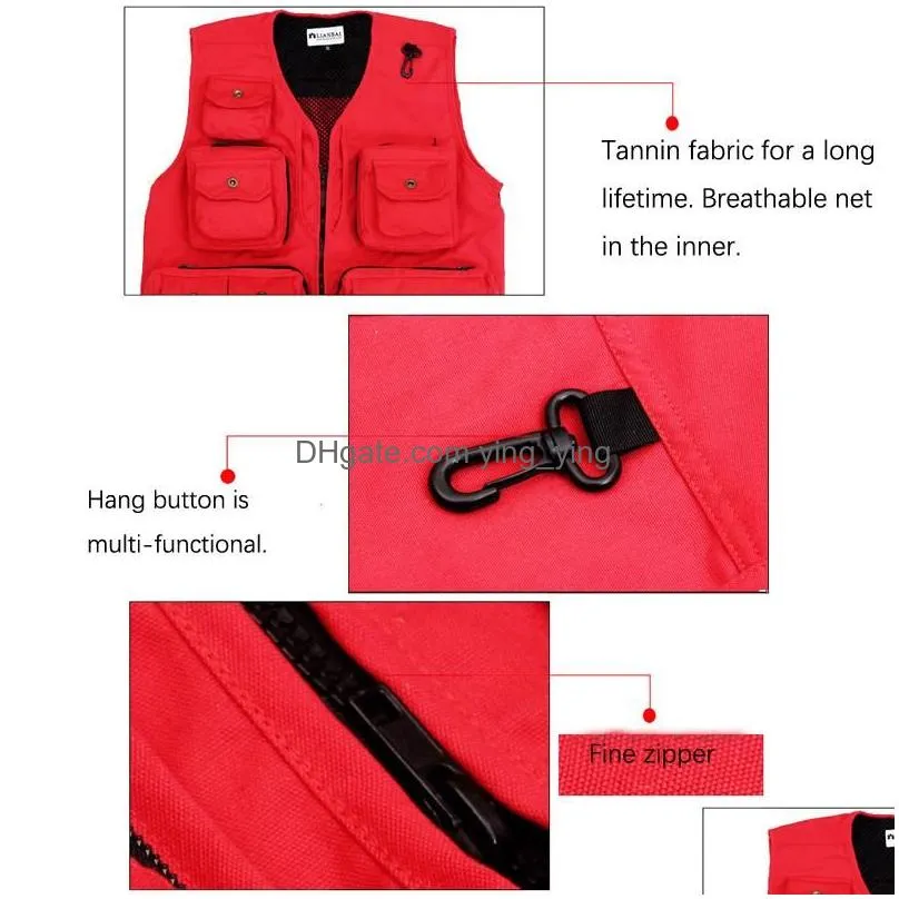 mens vests exquisite outdoor pography vest advertising workwear volunteer multi-pocket safari style with breathable net