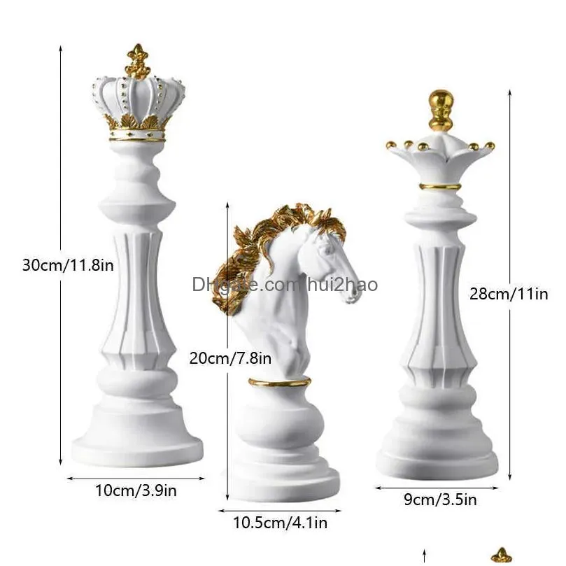 decorative objects figurines northeuins 3 pcs/set resin international chess figurine modern interior decor office living room home decoration accessories