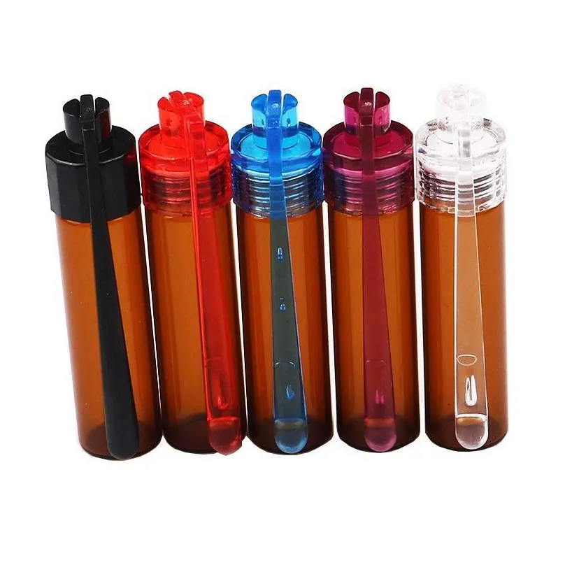 67mm plastic snuff bottle smoking pipes pill case containers snorter kit portable sniff pocket durable snuffer mix color snort