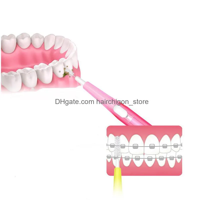 60pcs 0.7mm-1.5mm toothpicks dental floss flosser gum oral care interdental brush brushes tongue cleaner toothpick