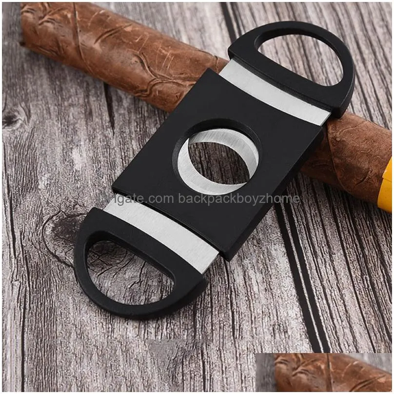 Cigar Accessories Portable Cigar Cutter Plastic Blade Pocket Cutters Round Tip Knife Scissors Manual Stainless Steel Cigars Drop Deliv Dhrsg