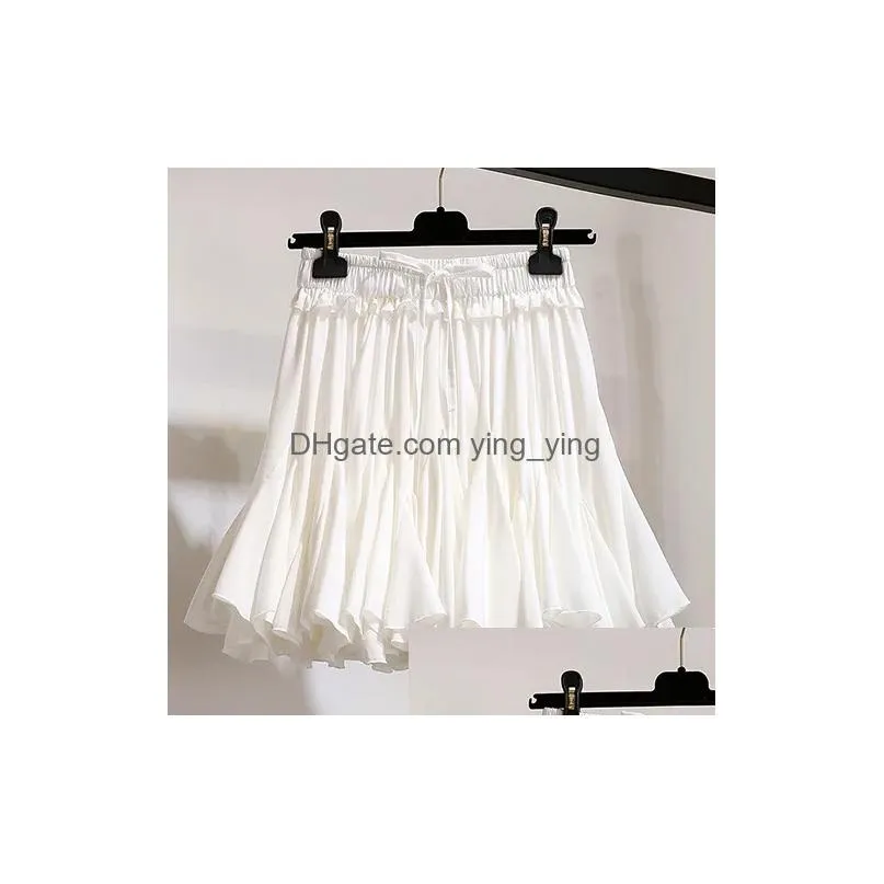 surmiitro white black chiffon summer shorts skirt women fashion korean high waist tutu pleated mini aesthetic female 220317