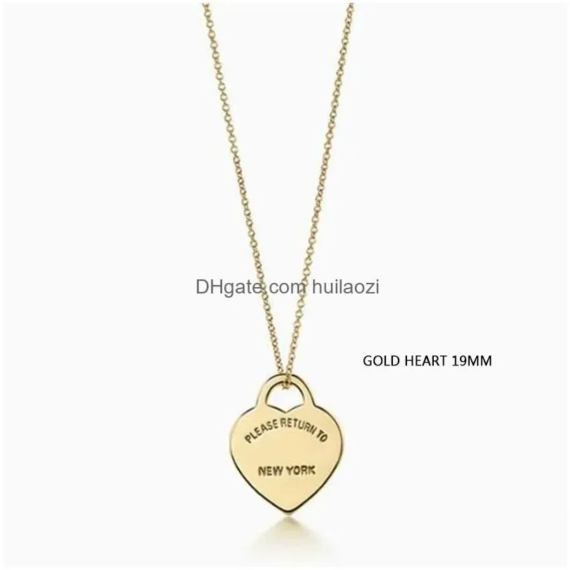 gold heart necklace womens stainless steel 10mm 15mm 19mm pendant fashion couple necklace valentines day gift girlfriend jewelry