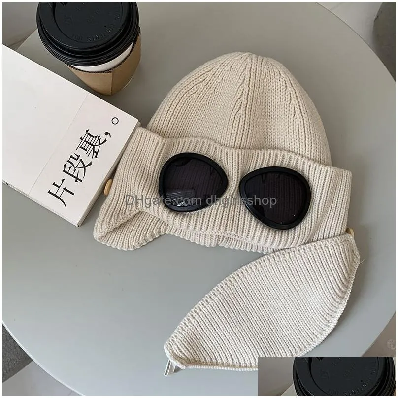Beanie/Skull Caps Two Lens Glasses Knit Cap Outdoor Warm Head Genderless Winter Sklcap Mask Drop Delivery Fashion Accessories Hats, Sc Dhhtc