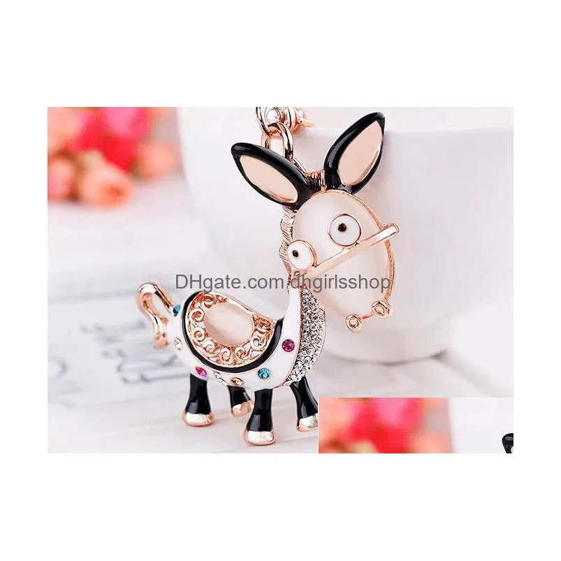 Key Rings The Little Donkey Cartoon Car Keychain Lady Opal Pendant Cute Animal Key Chain For Women Bag Accessories Drop Delivery Jewe Dhwoq