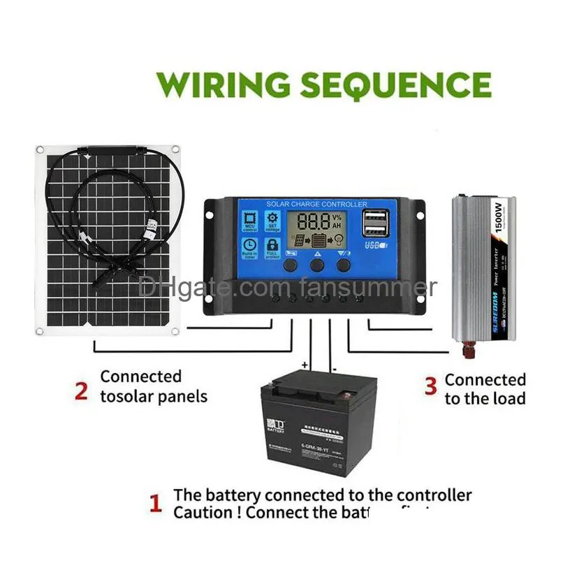 Other Electronics 1500W Solar Power System Kit Battery  300W Panel 1060A Charge Controller Complete Generation Home Grid Camp Dhpnt