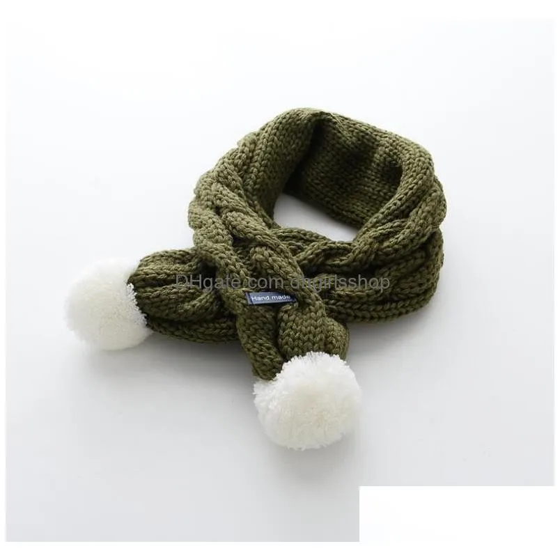 Scarves New Warm Children Scarf Pure Color Knit Scarves Boy And Girl Comfortable Woolen Yarn Neckerchief Mticolor Drop Delivery Fashio Dhwfp