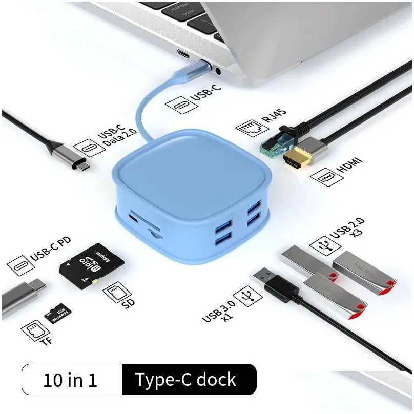 Hubs Laptop Docking Stations TypeC Expansion Dock Usb Hub 10 In 1 Computer Peripherals Suitable For Phablet