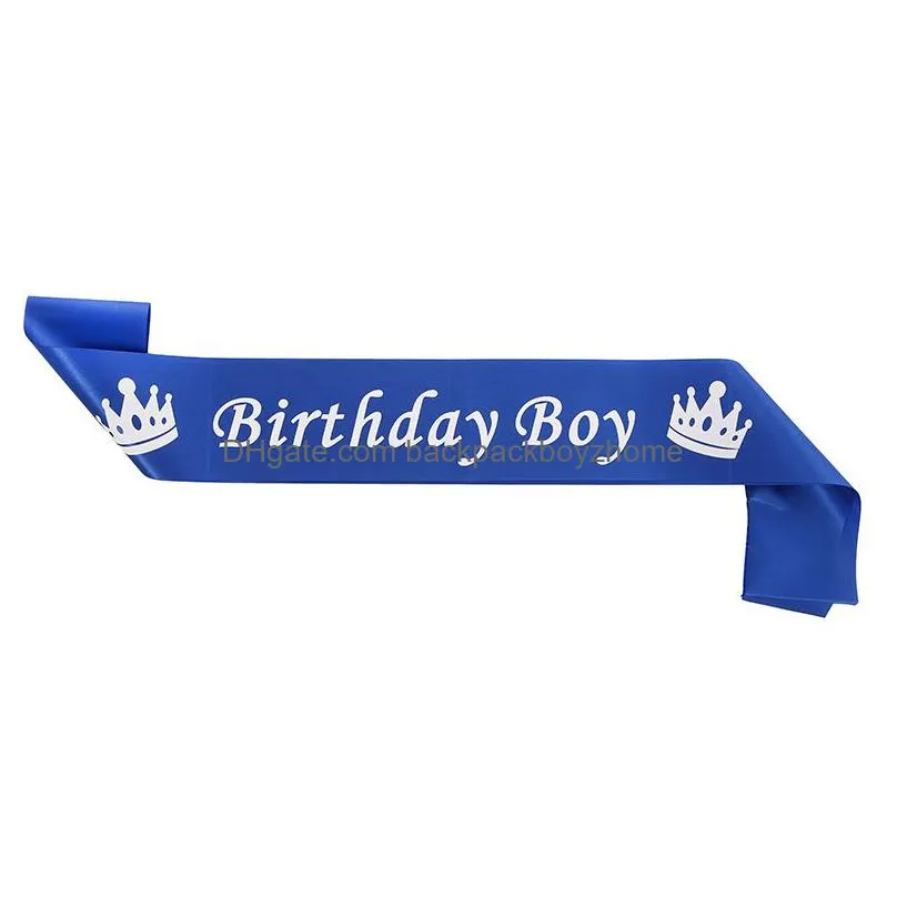 Party Decoration 4 Styles Birthday Boy Party Decoration Etiquette Belt Fashion Blue Starry Sky Crown Shoder Drop Delivery Home Garden Dhc9W