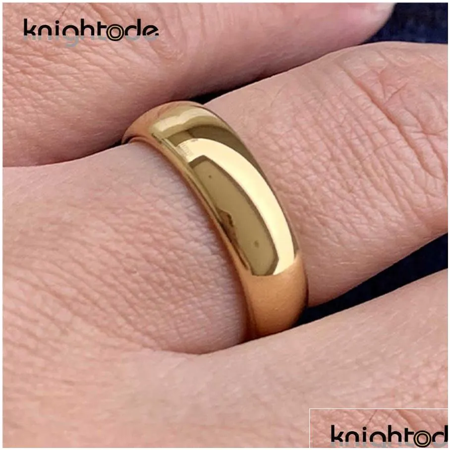 classic gold color wedding ring tungsten carbide rings women men engagement ring gift jewelry dome polished band engraving 210713
