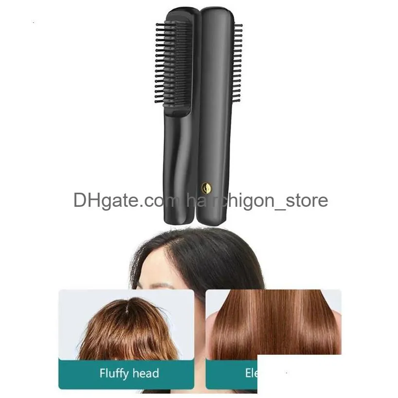 portable electric ionic hair straightener brush negative ions hairbrush combs drop 231225