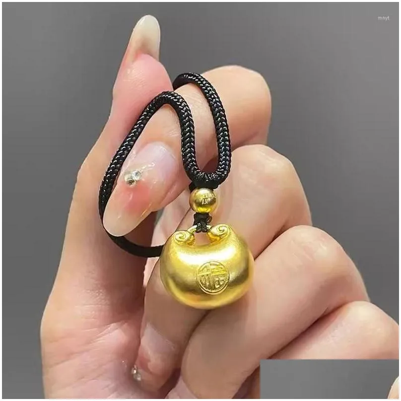 Pendant Necklaces Korean Creative Ethnic Style Golden Lucky Lock Bell Necklace Buckle Gift Women Girls Year