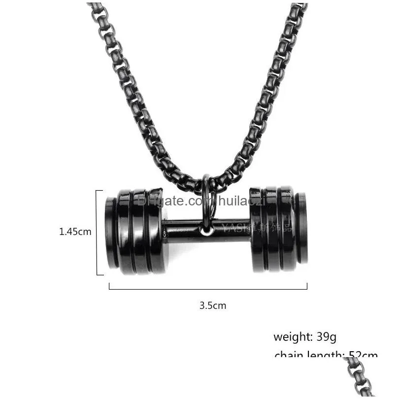 round dumbbell necklaces women mens stainless steel couple fitness jewelry fashion christmas day gifts for girlfriend wholesale