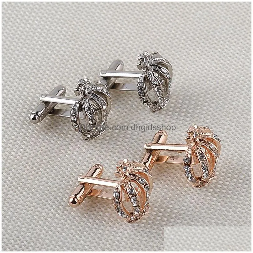 Cuff Links Fashion Elegant Maiden Set Drill Crown Cuff Links Imperial Cufflinks French Stainless Steel Vintage Women Wedding Drop Deli Dhtfn