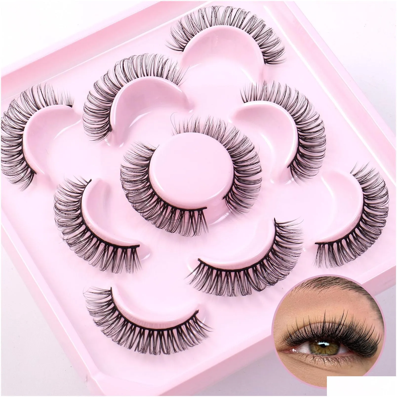 thick curled false eyelashes extensions naturally soft light handmade reusable multilayer 3d mink fake lashes fluffy strip lash