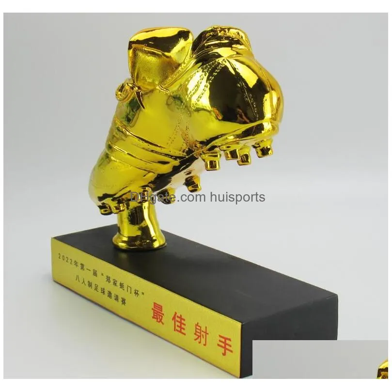 football match soccer fans souvenir gold boot trophy creative resin craft gold plating home furnishing articles decoration model