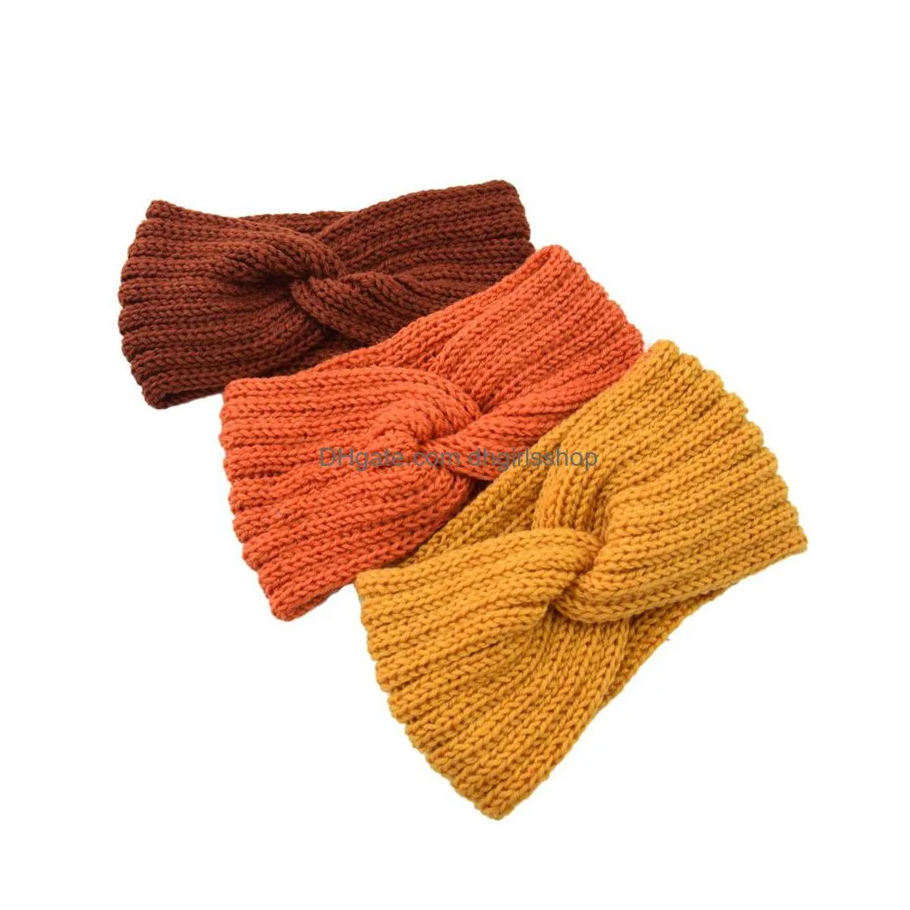 Other 36 Colors Knitted Cloghet Headband 2 In 1 Scarf Women Winter Sports Headwrap Head Band Ear Warmer Beanie Cap Headbands Drop Del Dhsnm