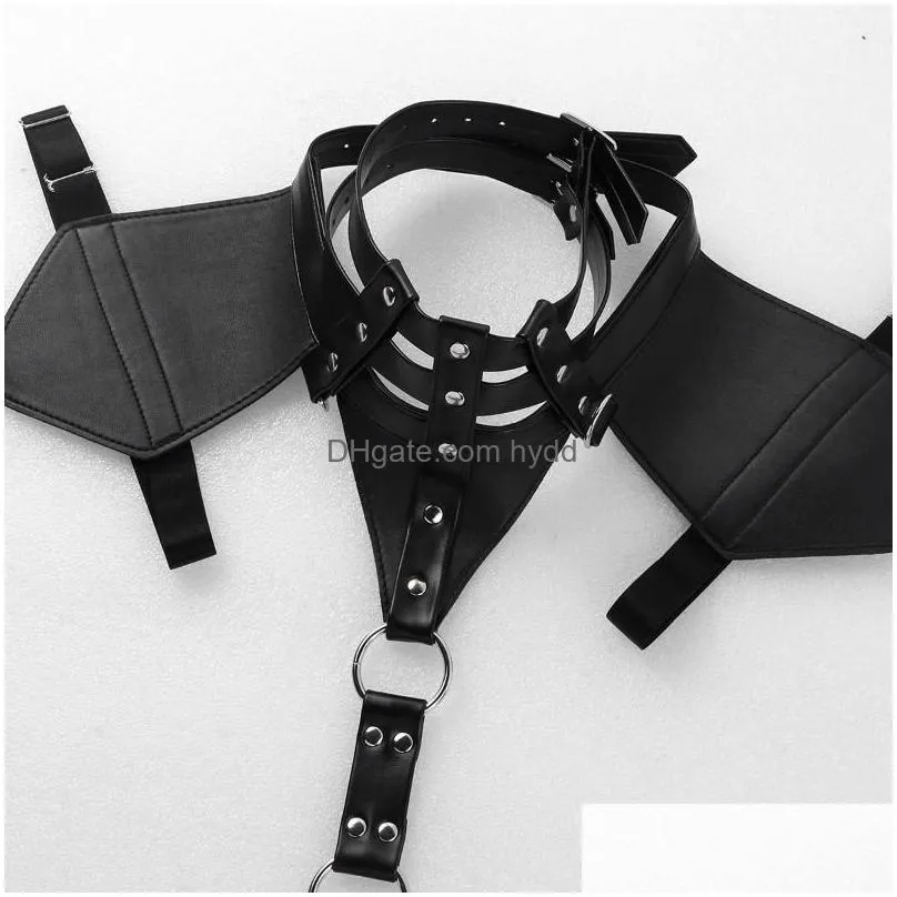 pads male lingerie leather harness adjustable sexy gay clothing sexual body chest belt strap punk rave costumes for elbow knee