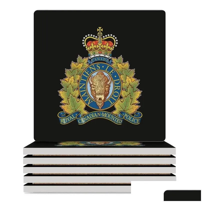 Table Mats ROYAL CANADIAN MOUNTED -- RCMP Ceramic Coasters (Square) Personalize Mat For Dishes Drinks Aesthetic