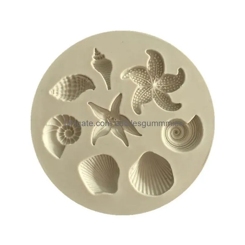 starfish cake mould ocean biological conch sea shells chocolate silicone mold diy kitchen liquid tools