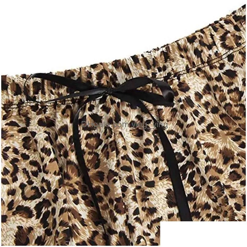 womens sleepwear lace leopard print underwear and short sling lingerie pajama set sexy fashion sleep lounge