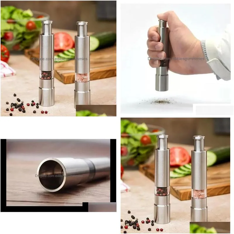 ups manual pepper mill salt shakers one-handed pepper grinder stainless steel spice sauce grinders stick kitchen tools