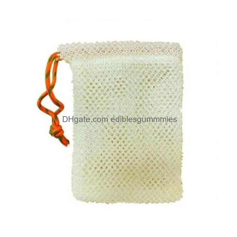 exfoliating mesh bags saver pouch for shower body massage scrubber natural organic ramie soap holder bag pocket loofah bath spa bubble foam with