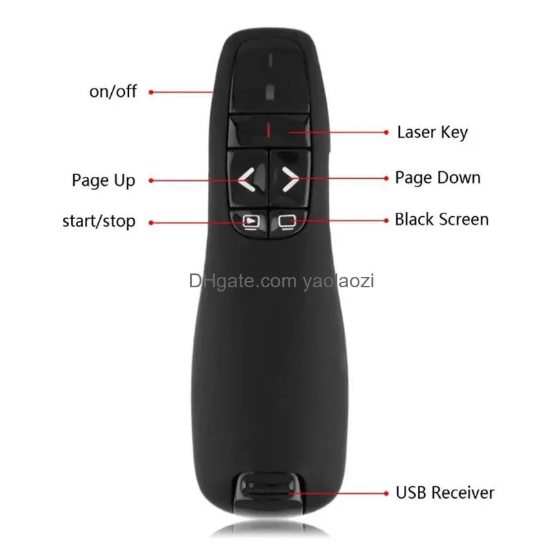 2.4ghz usb wireless presenter red laser pen ppt remote control with handheld pointer for powerpoint presentation
