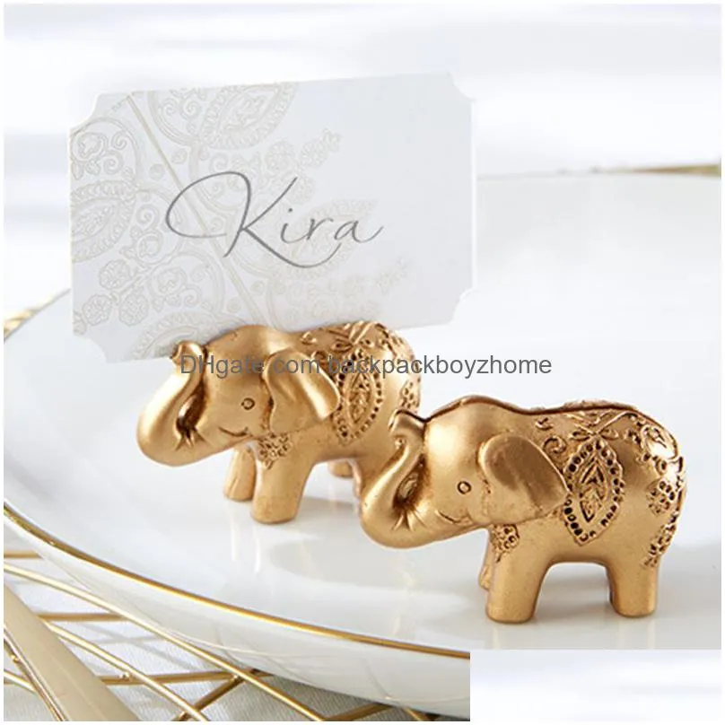 Party Decoration Golden Elephant Label Holder Desktop Decoration Memo Clip Creative Sailing Boat Office Party Seat Card Holders Drop D Dhzpz