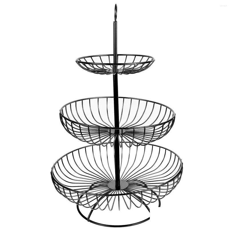 Dinnerware Sets Large 3-tier Fruit Basket For Kitchen Metal Storage Stand Vegetable Iron Wire Rack Bread