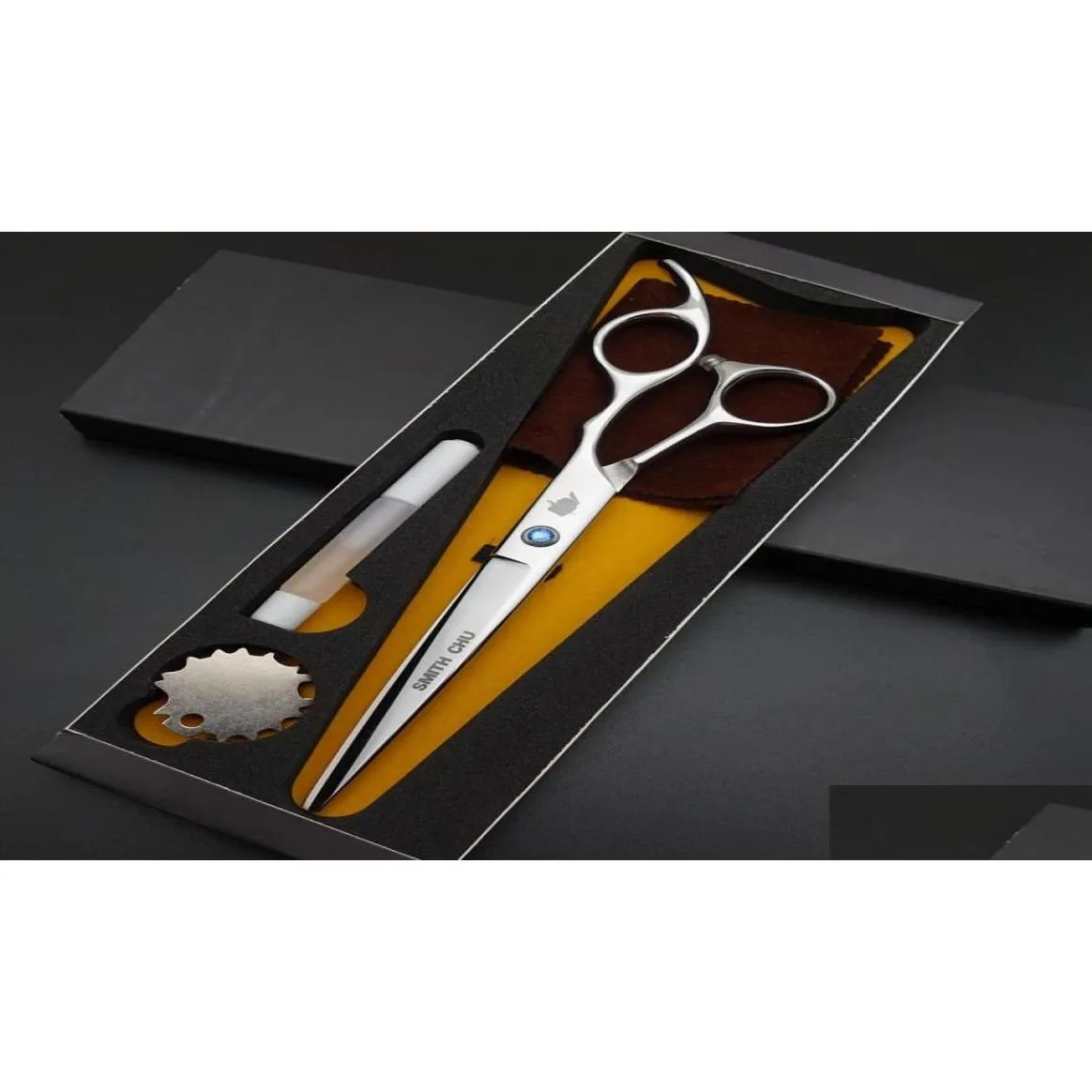 SMITH CHU Professional Hair dressing scissors 7inch straight cuttingCurved scissors Barber shears scissors kits S036 LY1912317462508