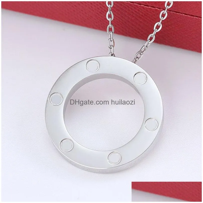 couple screw necklaces women stainless steel couple round circle pendant jewelry on the neck fashion christmas valentine day gifts