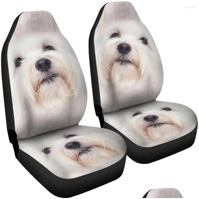 Car Seat Covers Coton De Tulear Dog Print Set 2 Pc Accessories Cover