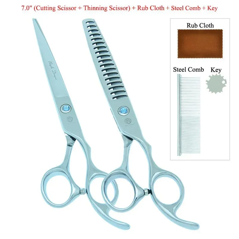 70quot Purple Dragon Dogs Grooming Scissors Japan Steel Pets Straight Curved Cutting Shears Thinning Tijeras Clippers B0013B Ha3036696