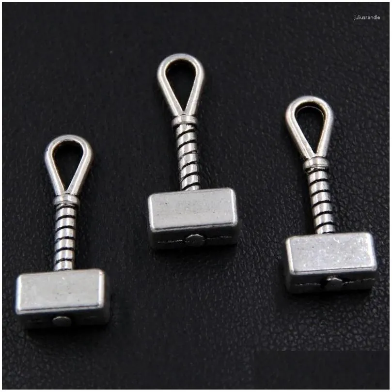 Pendant Necklaces 20PCS Silver Color Mjolnir Hammer Charm Pendants For Diy Jewelry A2390