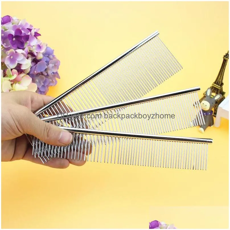 Dog Grooming Pet Stainless Steel Comb Anti Static Cat And Dog Grooming Hair Combs Cleaning Brush Pets Supplies 19X3.5Cm Drop Delivery Dhuyz